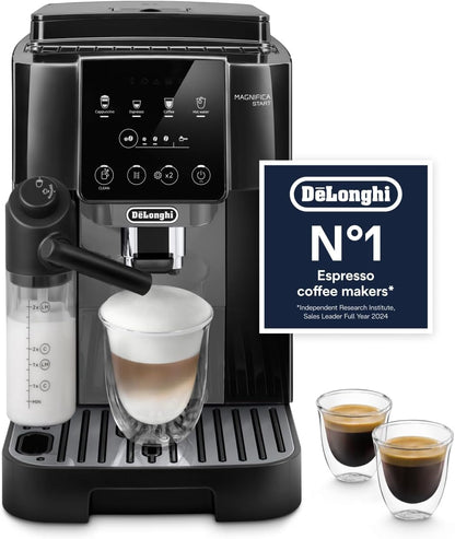 De'Longhi Magnifica Start ECAM220.60.B, Fully Automatic Bean to Cup Coffee Machine with 4 One-Touch Recipes, Soft-Touch Control Panel, Auto Milk, 1450W, Black