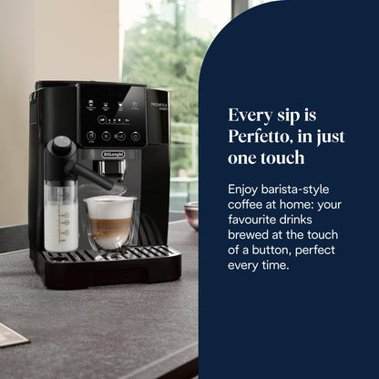 De'Longhi Magnifica Start ECAM220.60.B, Fully Automatic Bean to Cup Coffee Machine with 4 One-Touch Recipes, Soft-Touch Control Panel, Auto Milk, 1450W, Black