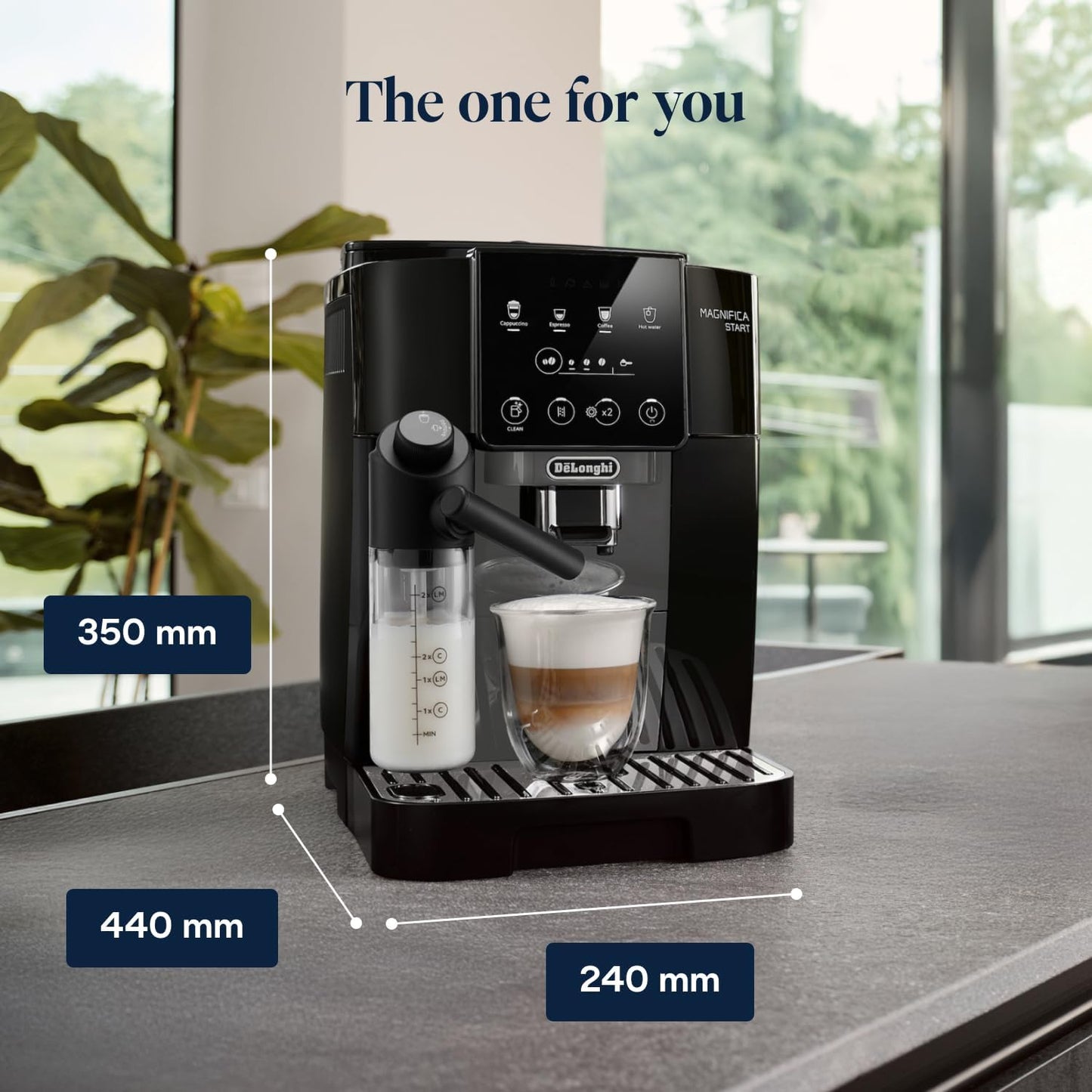 De'Longhi Magnifica Start ECAM220.60.B, Fully Automatic Bean to Cup Coffee Machine with 4 One-Touch Recipes, Soft-Touch Control Panel, Auto Milk, 1450W, Black